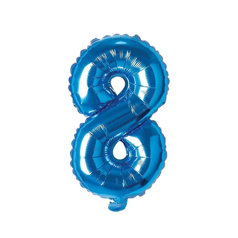Blue Number 8 Foil Balloon, 16 Inches