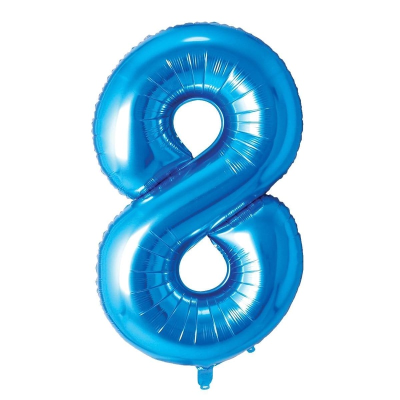 Blue Number 8 Foil Balloon, 34 Inches