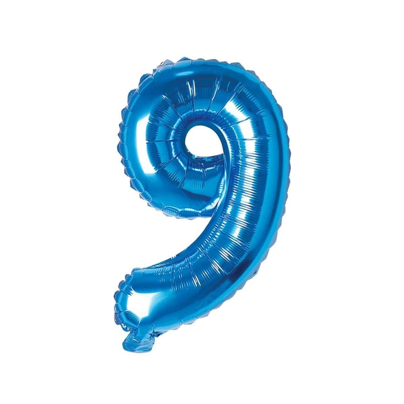 Blue Number 9 Foil Balloon, 16 Inches