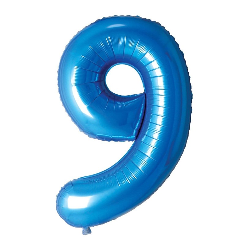 Blue Number 9 Foil Balloon, 34 Inches