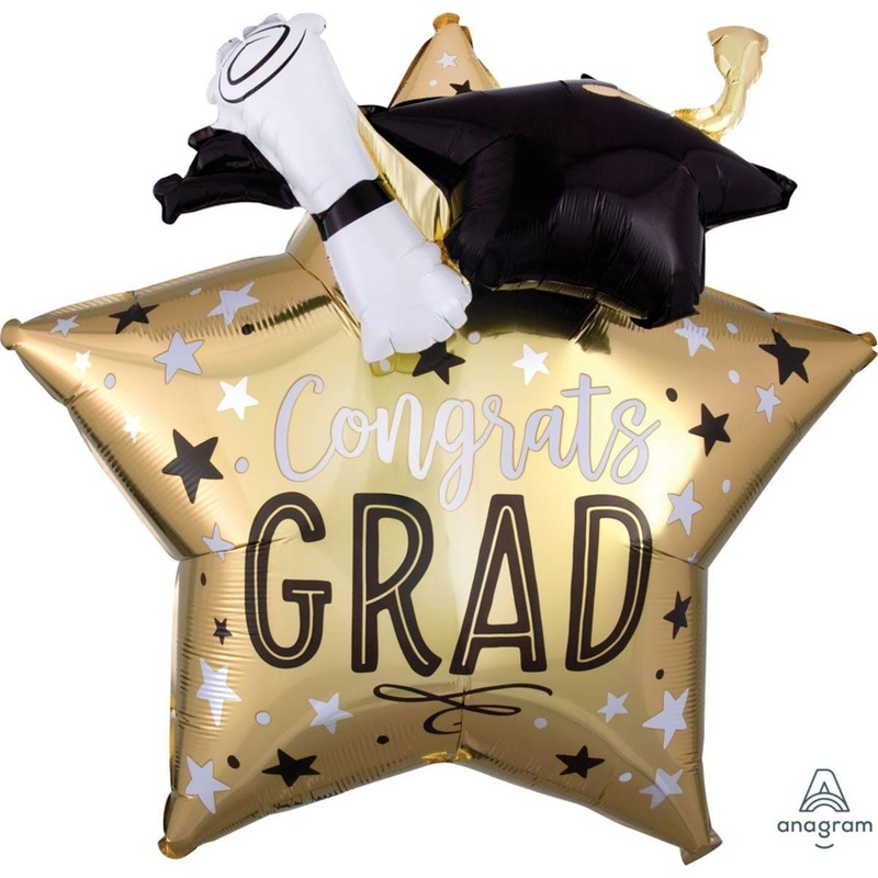 Congrats Grad Star Supershape Balloon, 28 Inches, 1 Count