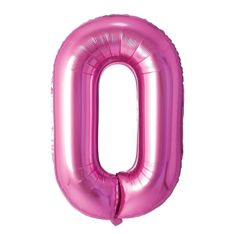 Pink Number 0 Foil Balloon, 34 Inches