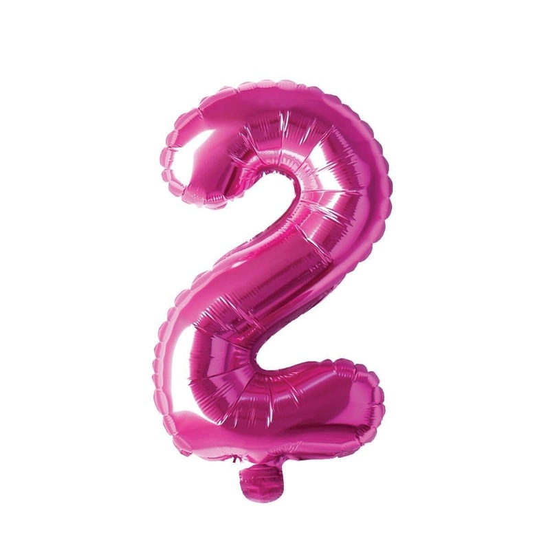 Pink Number 2 Foil Balloon, 16 Inches