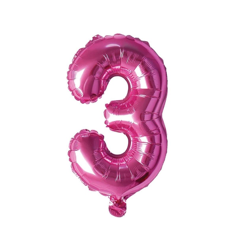 Pink Number 3 Foil Balloon, 16 Inches