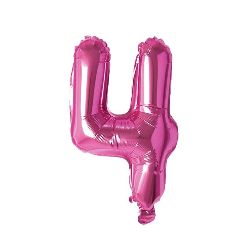 Pink Number 4 Foil Balloon, 16 Inches