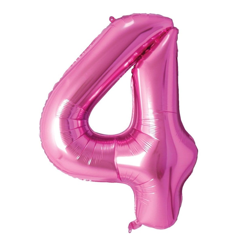 Pink Number 4 Foil Balloon, 34 Inches