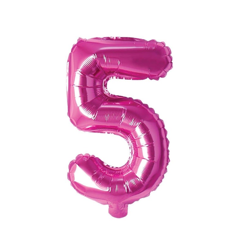 Pink Number 5 Foil Balloon, 16 Inches