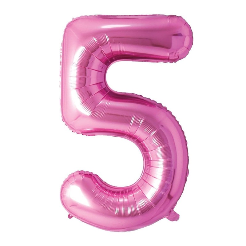 Pink Number 5 Foil Balloon, 34 Inches