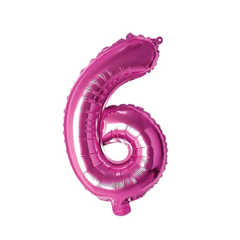 Pink Number 6 Foil Balloon, 16 Inches