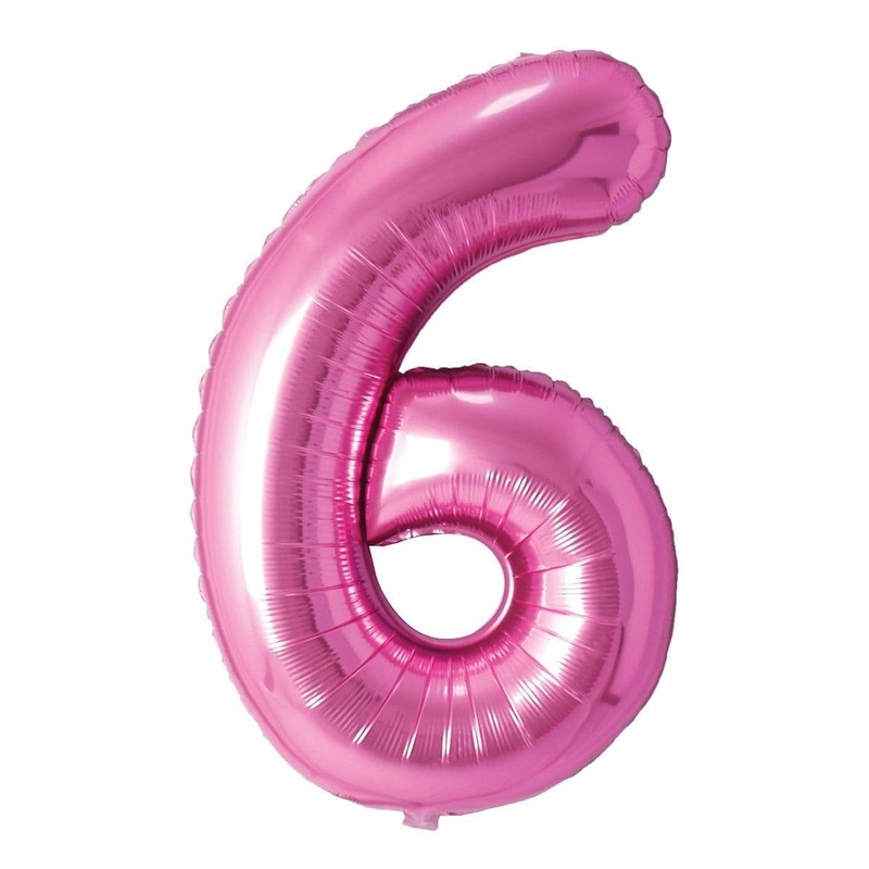 Pink Number 6 Foil Balloon, 34 Inches