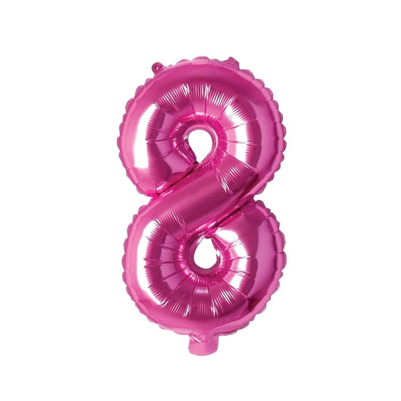 Pink Number 8 Foil Balloon, 16 Inches