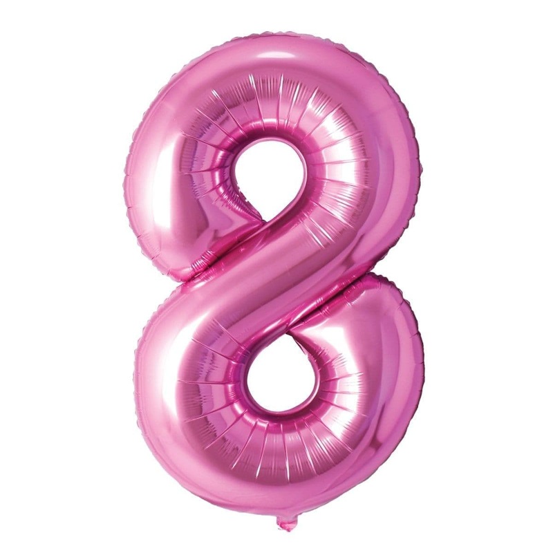 Pink Number 8 Foil Balloon, 34 Inches