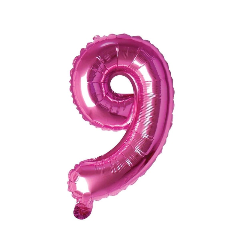 Pink Number 9 Foil Balloon, 16 Inches