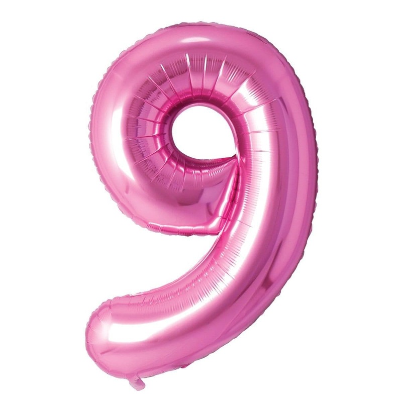 Pink Number 9 Foil Balloon, 34 Inches
