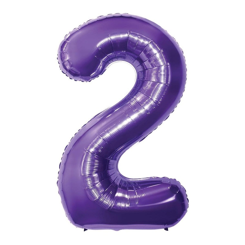 Purple Number 2 Foil Balloon, 34 Inches