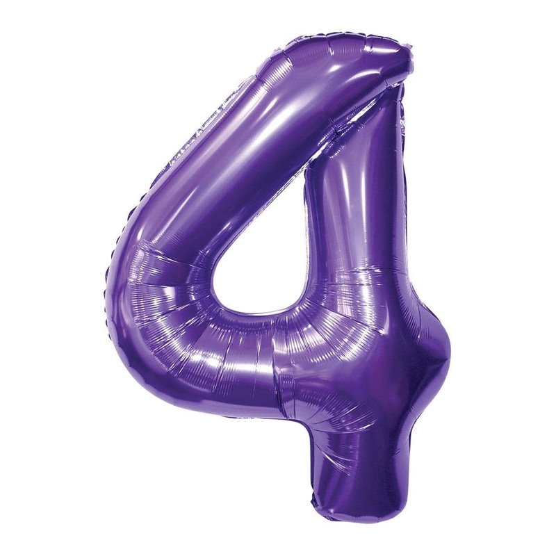 Purple Number 4 Foil Balloon, 34 Inches