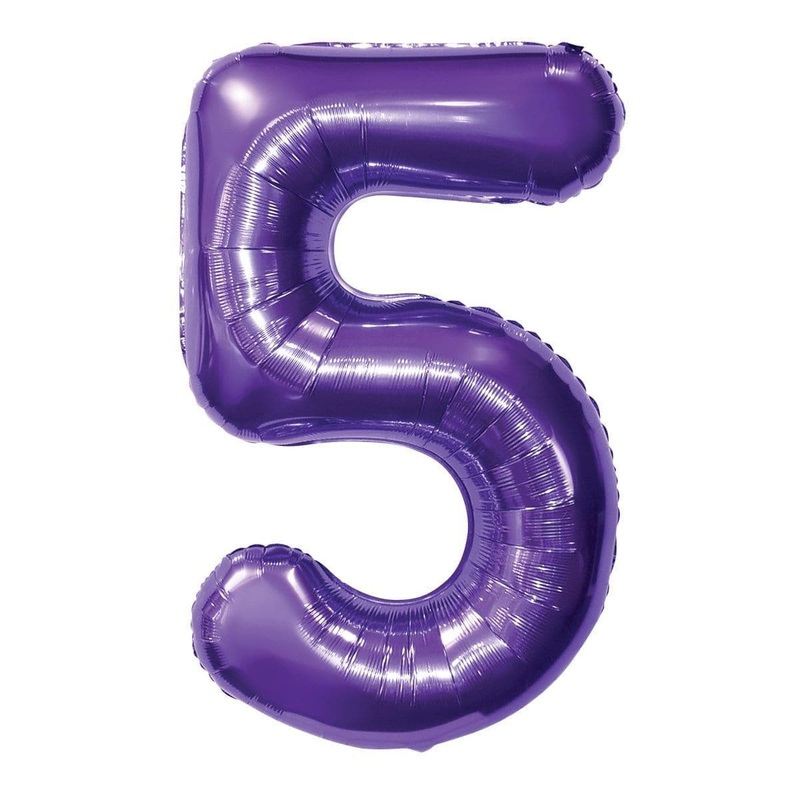 Purple Number 5 Foil Balloon, 34 Inches