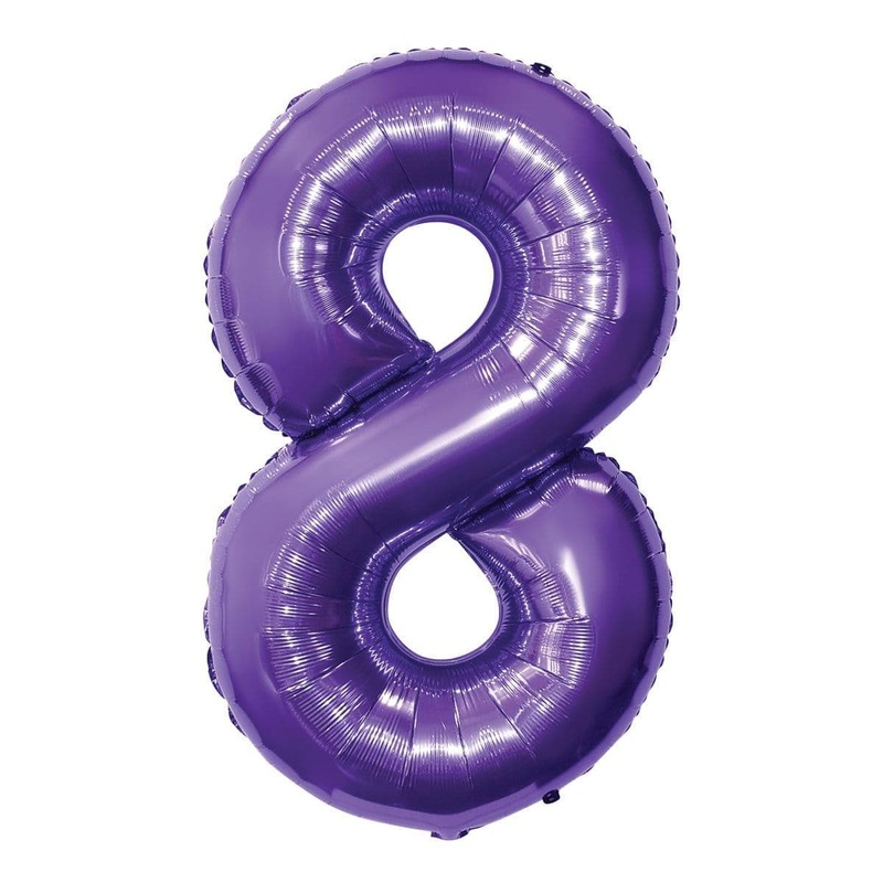 Purple Number 8 Foil Balloon, 34 Inches