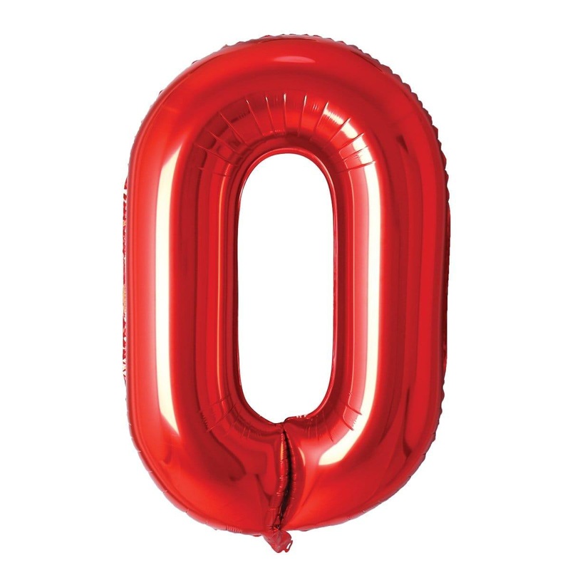 Red Number 0 Foil Balloon, 34 Inches