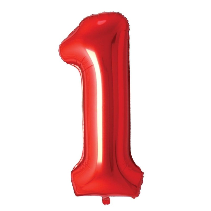 Red Number 1 Foil Balloon, 34 Inches