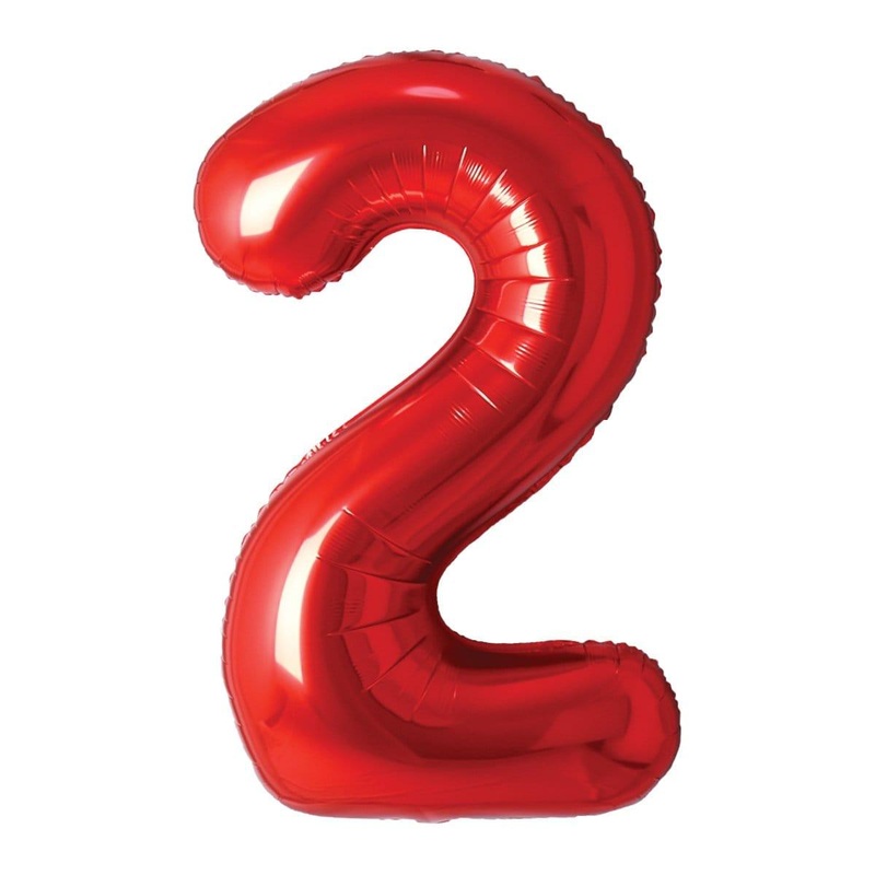 Red Number 2 Foil Balloon, 34 Inches