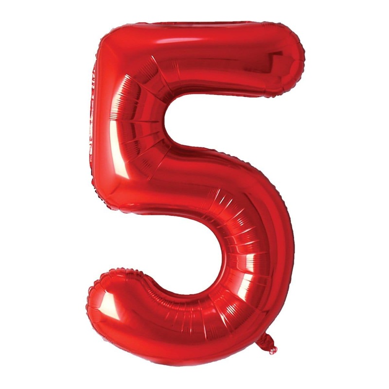 Red Number 5 Foil Balloon, 34 Inches
