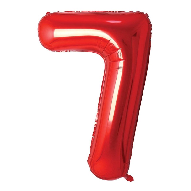Red Number 7 Foil Balloon, 34 Inches