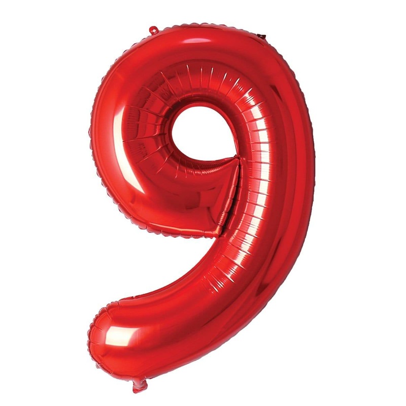 Red Number 9 Foil Balloon, 34 Inches