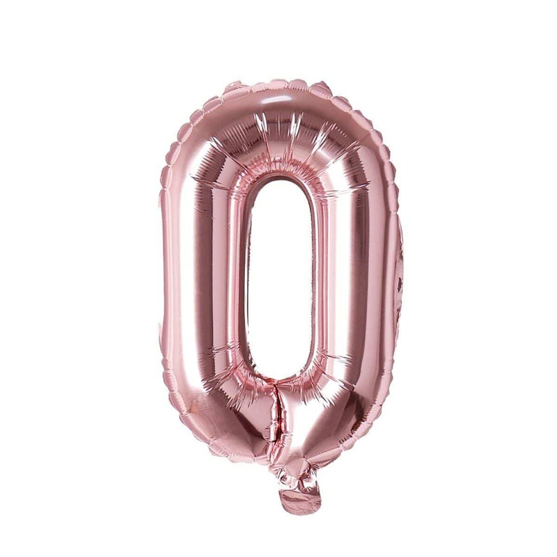 Rose Gold Number 0 Foil Balloon, 16 Inches
