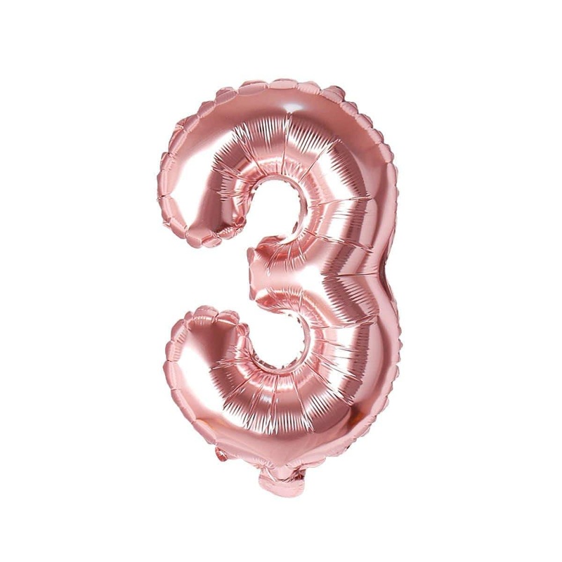 Rose Gold Number 3 Foil Balloon, 16 Inches