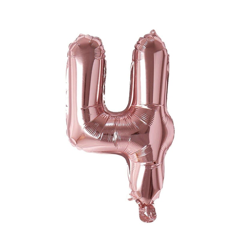 Rose Gold Number 4 Foil Balloon, 16 Inches