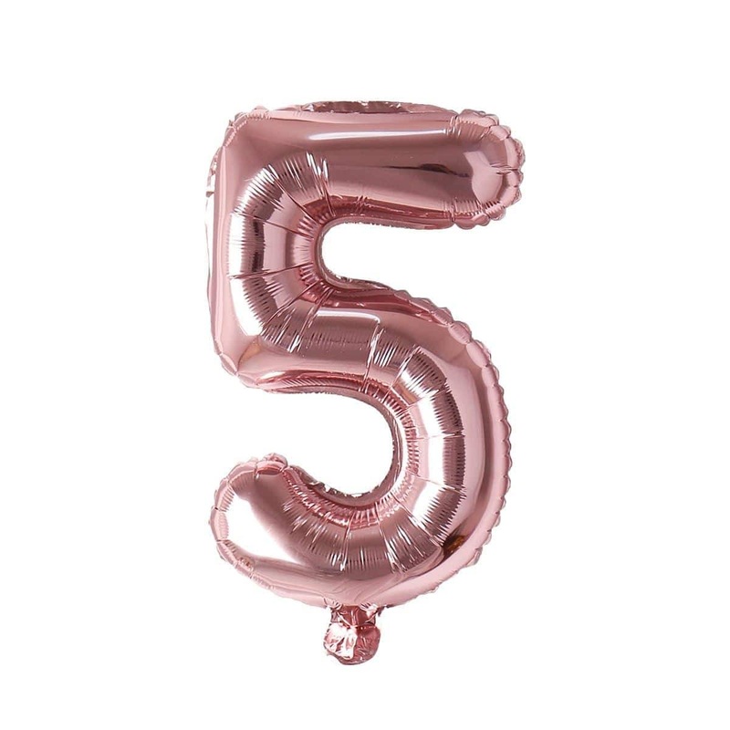 Rose Gold Number 5 Foil Balloon, 16 Inches