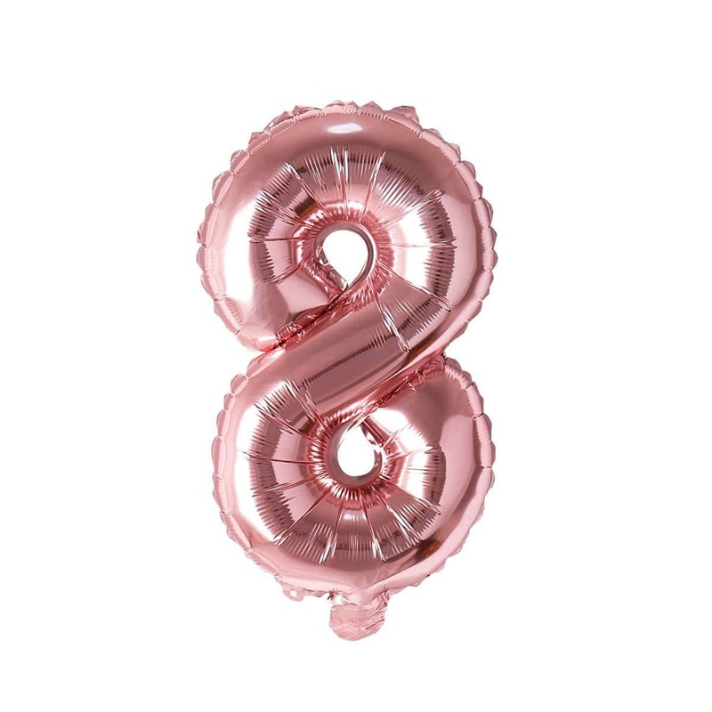 Rose Gold Number 8 Foil Balloon, 16 Inches