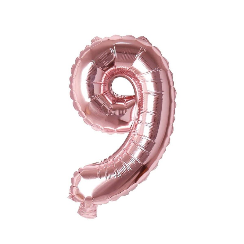Rose Gold Number 9 Foil Balloon, 16 Inches