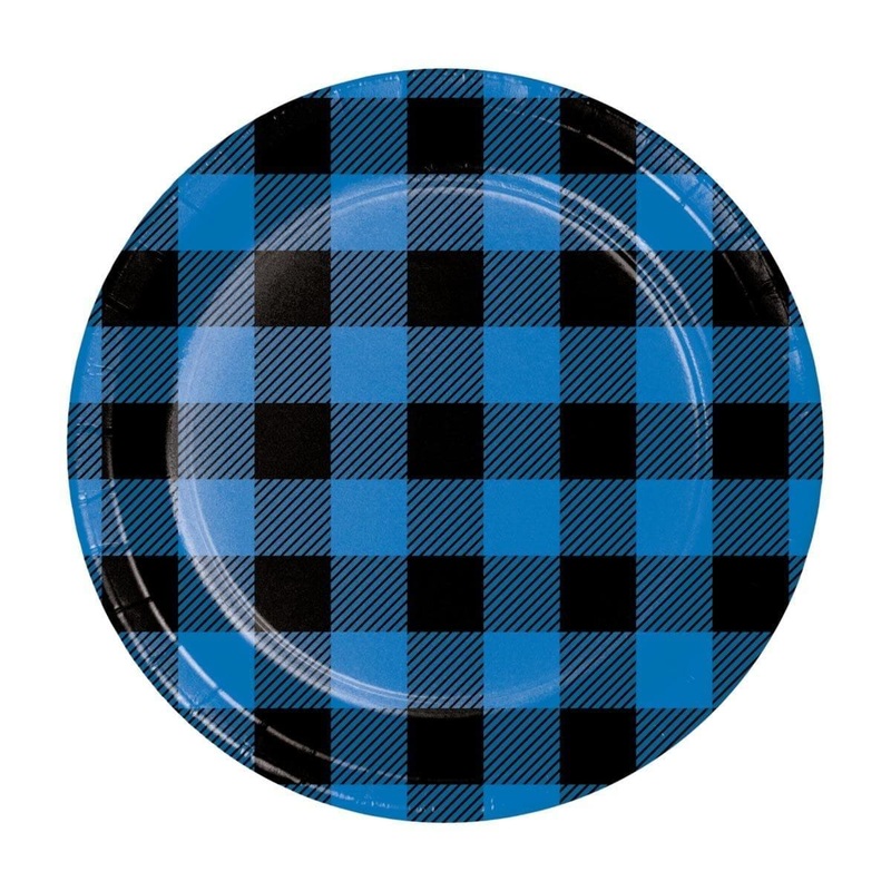 Blue Buffalo Plaid Plates, 7 inches, 8 Count