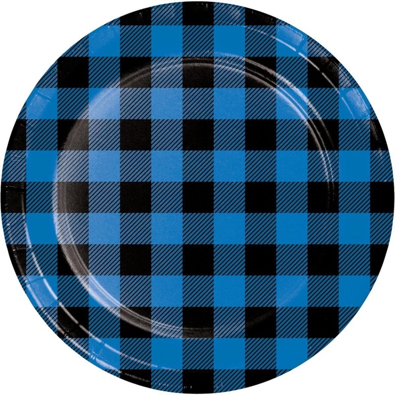 Blue Buffalo Plaid Plates, 9 inches, 8 Count