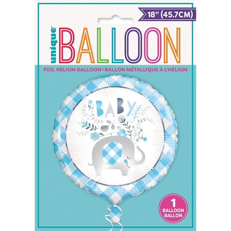 Blue Floral Elephant Foil Balloon, 18 Inches