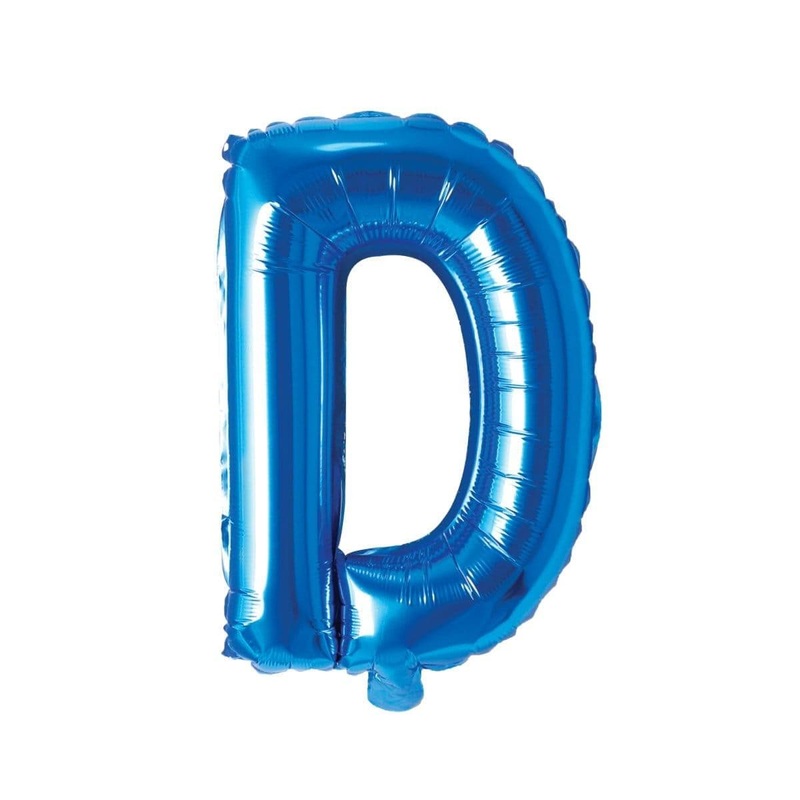Blue Letter D Foil Balloon, 16 Inches