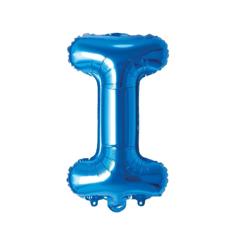 Blue Letter I Foil Balloon, 16 Inches