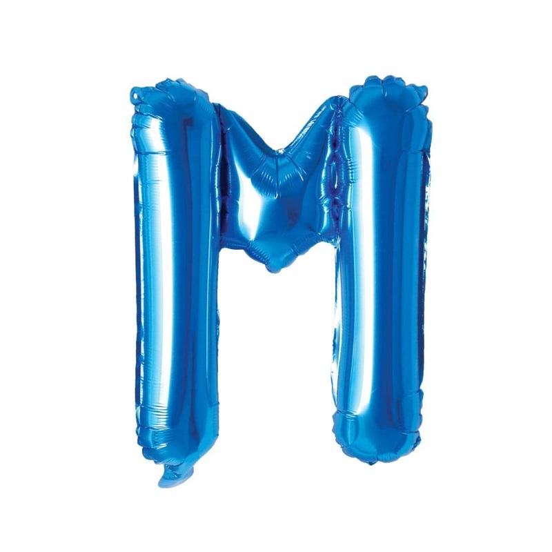 Blue Letter M Foil Balloon, 16 Inches