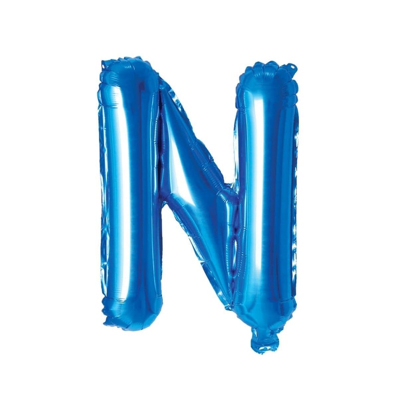 Blue Letter N Foil Balloon, 16 Inches