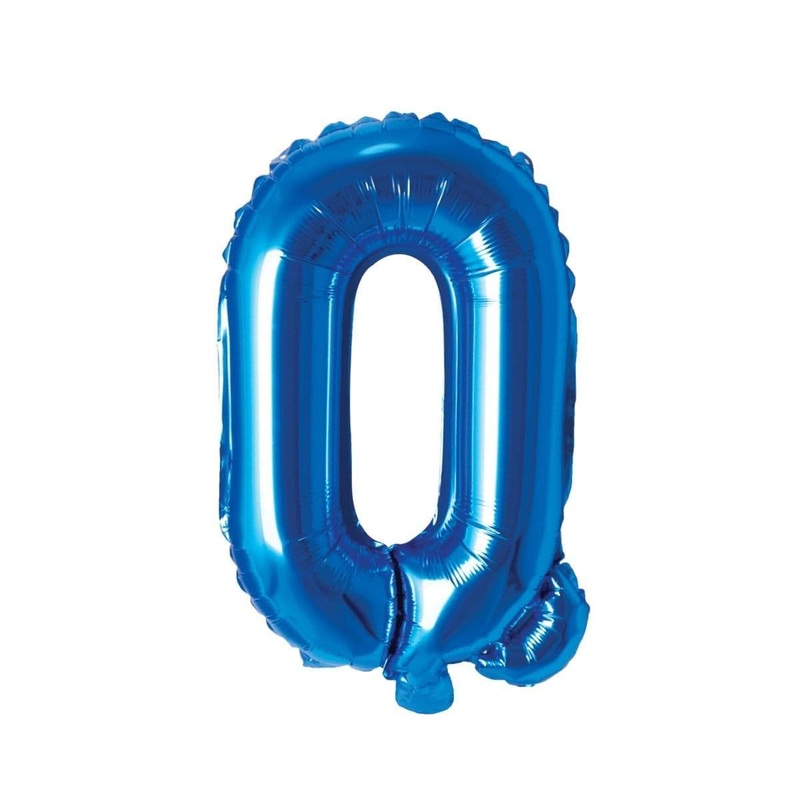 Blue Letter Q Foil Balloon, 16 Inches