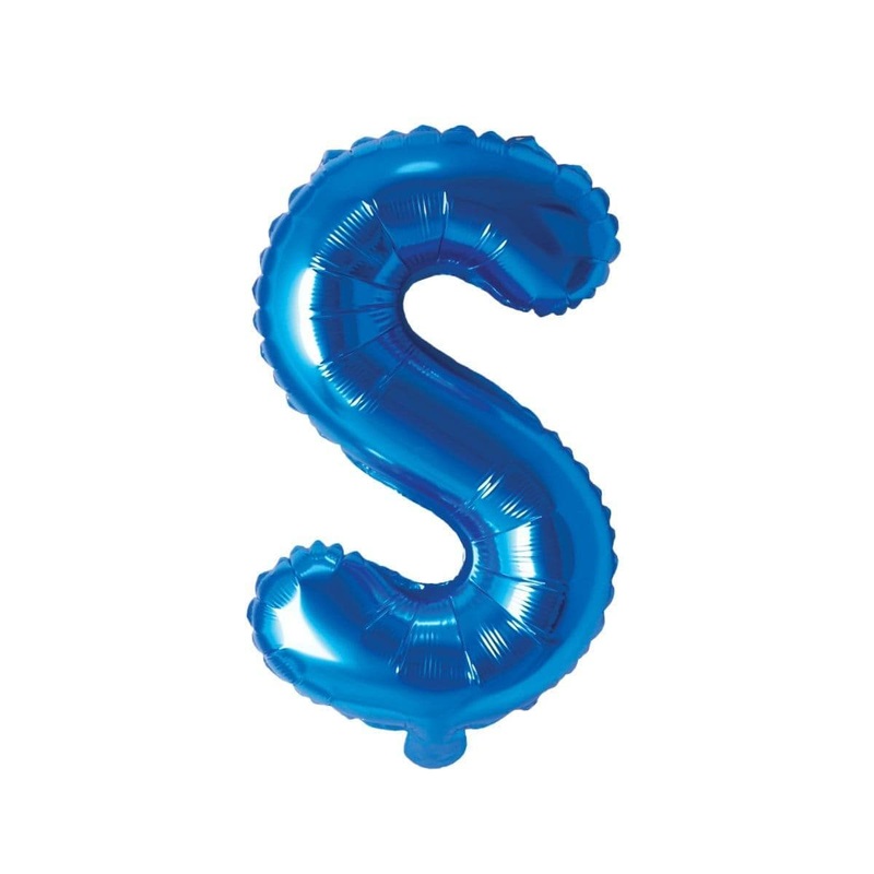 Blue Letter S Foil Balloon, 16 Inches