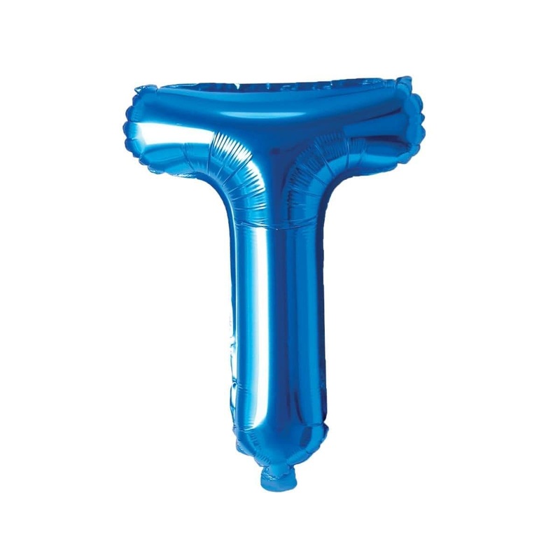 Blue Letter T Foil Balloon, 16 Inches