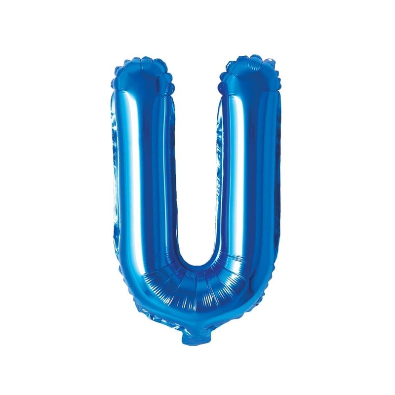 Blue Letter U Foil Balloon, 16 Inches