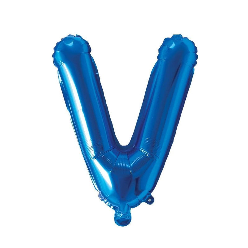 Blue Letter V Foil Balloon, 16 Inches