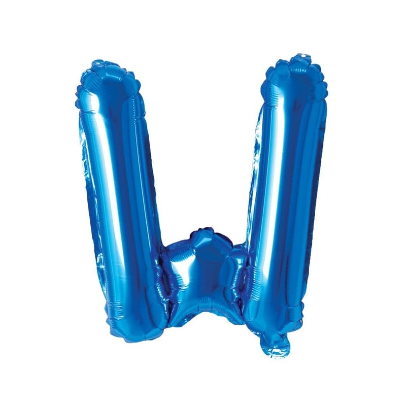 Blue Letter W Foil Balloon, 16 Inches