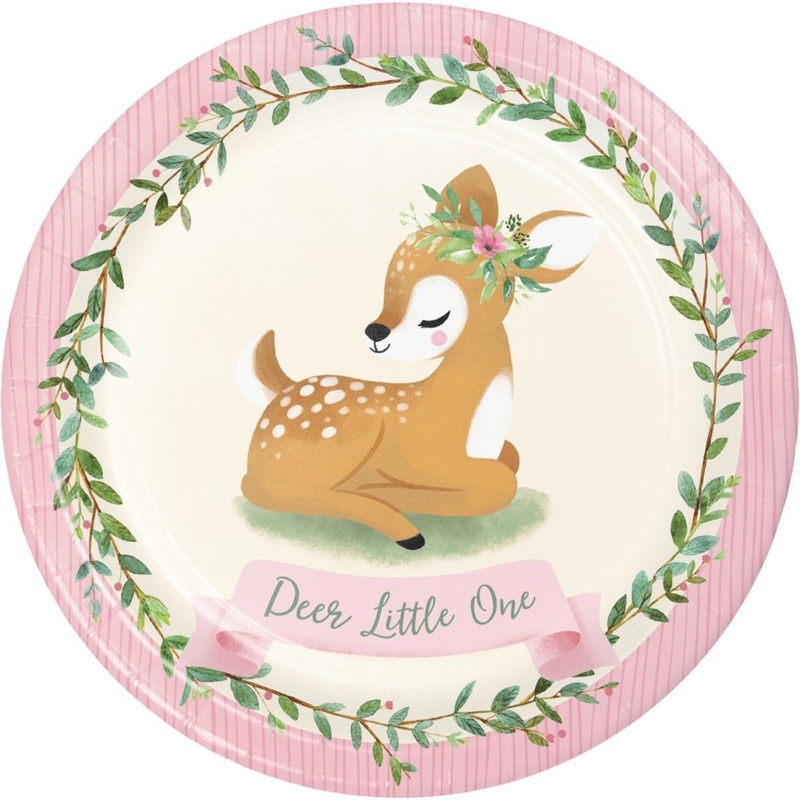 Deer Little One Plates, 9 inches, 8 Count
