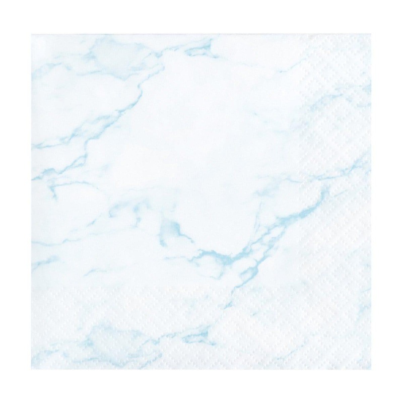 Oh Baby Marble Blue Beverage Napkins, 16 Count