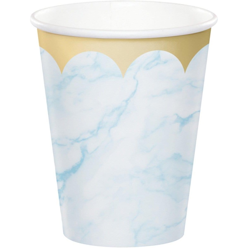 Oh Baby Marble Blue Cups, 9 oz., 8 Count